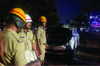 Fire engulfs moving car in Mangaluru; Passengers escape unharmed